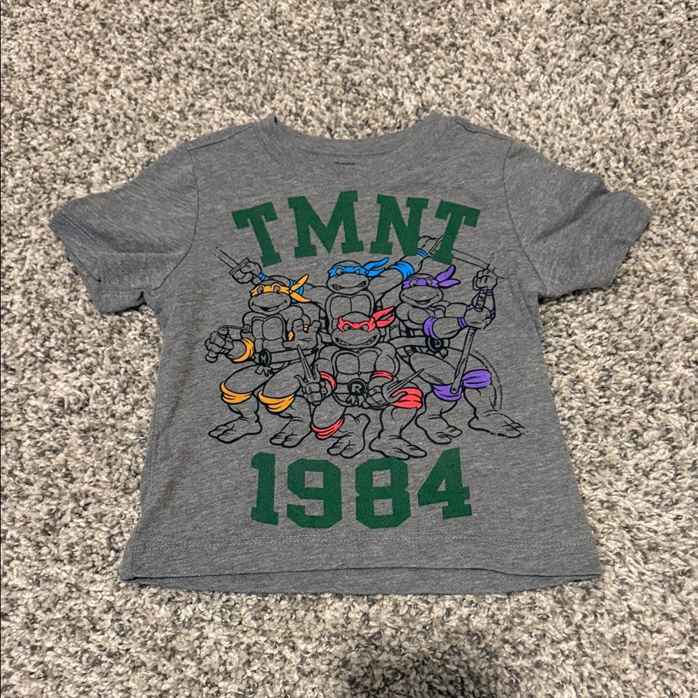 Old Navy Gray TMNT 1984 Graphic Tee with Colorful Masks